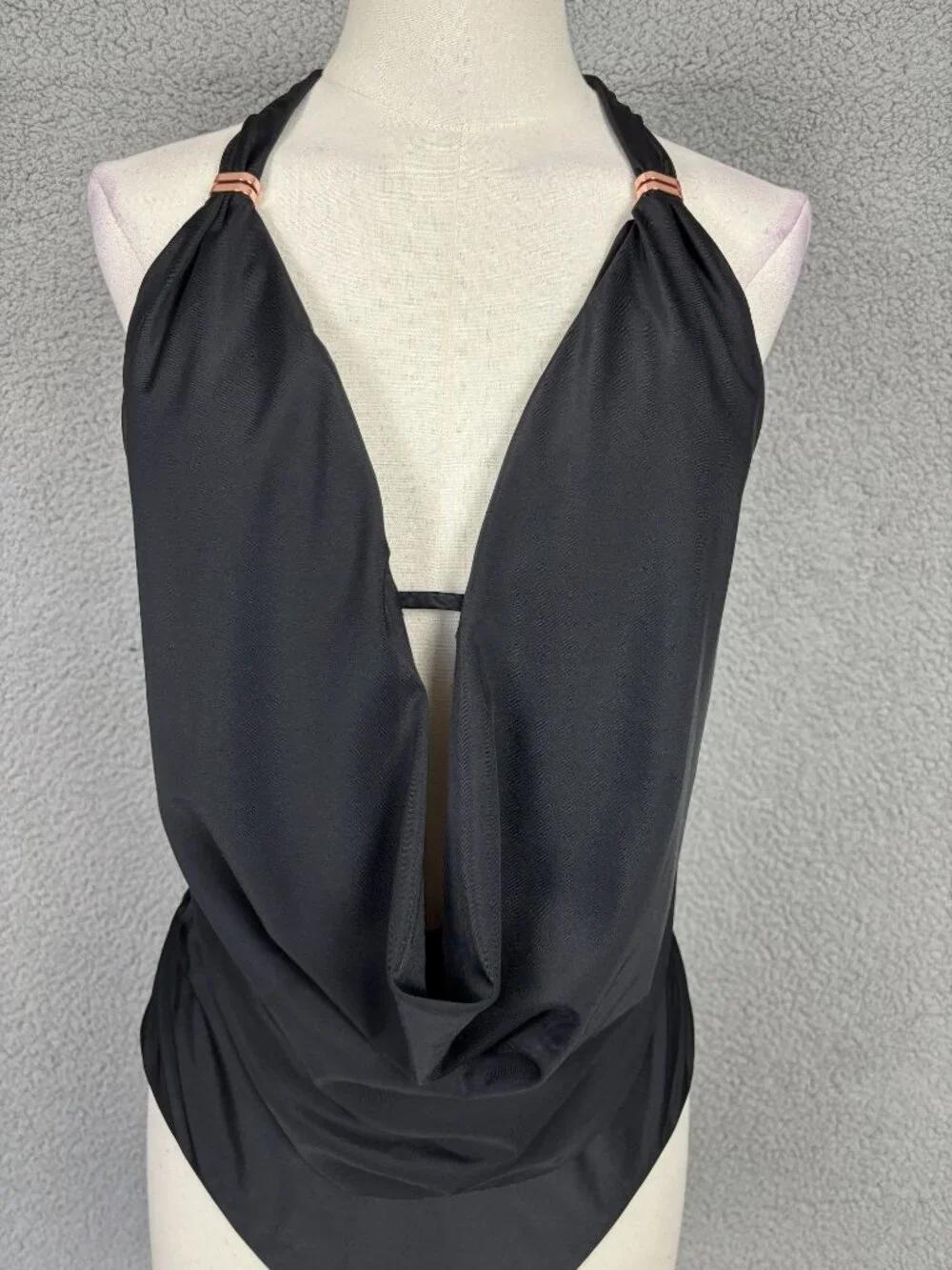Bar III Women's  Cowlneck One Piece Swimsuit Black Size Large New With Tags.